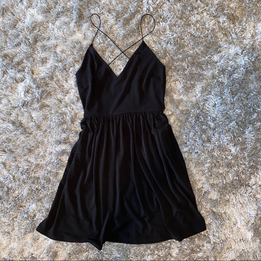 Black skater dress with criss cross in the back